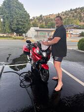 2025_07_0134 Cleaning the bikes, John Day, Oregon, July 2025