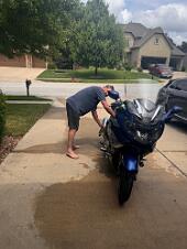 2025_08_0194 Cleaning the bikes at Steve's, Kansas City, Missouri, August 2025