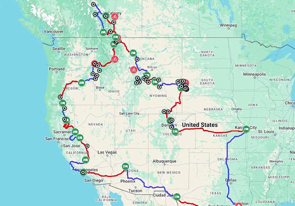 2025 Aussies Ride Epilogue Information from Andy's Ride General US States Visited: 14: TX, NM, AZ, CA, OR, WA, ID, MT, WY, SD, CO, KS, MO, OK CA...