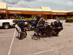 2024_05_0254 Unscheduled front tire change on Damian's bike, Madison, Tennessee, May 2024