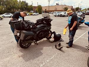 2024_05_0258 Unscheduled front tire change on Damian's bike, Madison, Tennessee, May 2024