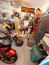 2024_05_0349 Working on the bikes in Steve's Garage, Kansas City, Missouri, May 2024
