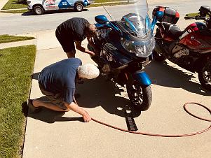 2024_05_0358 Working on the bikes in Steve's Garage, Kansas City, Missouri, May 2024