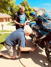 2024_05_0360 Working on the bikes in Steve's Garage, Kansas City, Missouri, May 2024