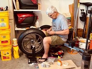 2024_05_0366 Working on the bikes in Steve's Garage, Kansas City, Missouri, May 2024