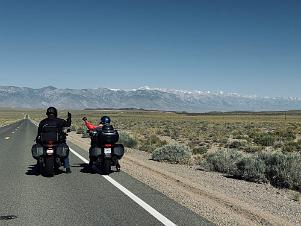 2024_05_0750 Riding west on CA 190 with the Sierras in the background, Lone Pine, California, May 2024